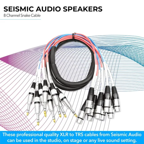 Vista 3 de Seismic Audio Altavoces cables de serpiente de 8 canales, hembra de 5' XLR a ¼" TRS Snake Cable