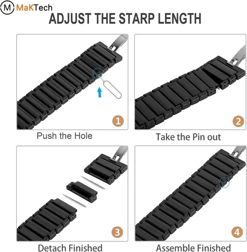 Vista 3 de Banda de pulsera de eslabones de cerámica de 0.787 in para Samsung Galaxy Watch 7 FE 6 5 4,40/42/43/44/45/46/1.850 in, Huawei GT 3 1.654 in (negro)