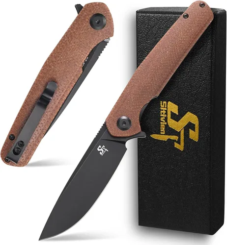 Vista 10 de Sitivien Cuchillo plegable ST102, hoja de acero D2+cuchillo de bolsillo con mango G10, cuchillo de herramienta EDC para exteriores, campamento