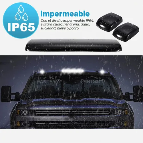Vista 3 de Partsam 3 luces marcadoras de cabina blancas ahumadas de repuesto para Silverado/Sierra 1500 2500 3500 2015 2016 2017 2018 2019 blanco 30 LED