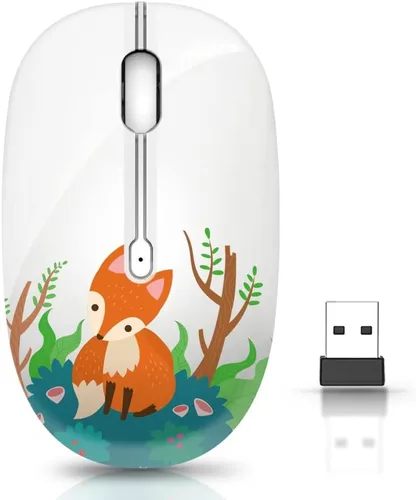 Vista 11 de JUHOO Ratón inalámbrico con nano receptor para PC, laptop, notebook, computadora, MacBook, menos ruido, ratones ópticos portátiles y móviles