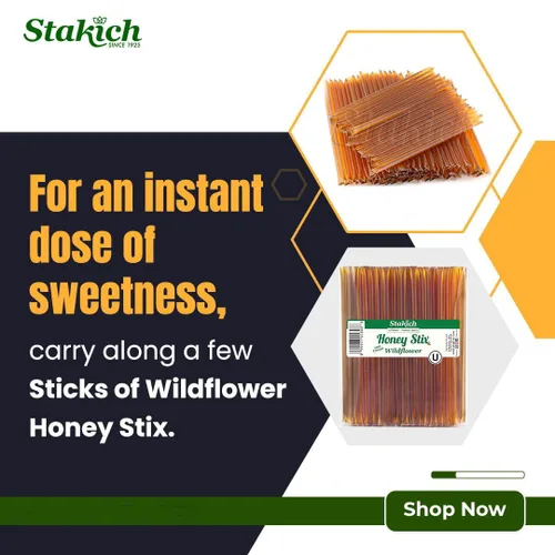 Vista 5 de Stakich Stix de Miel de Flor Silvestre (100 Stix)