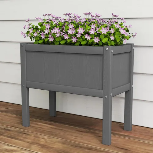 Vista 6 de Cama de jardín elevada con orificio de drenaje, impermeable, pequeña maceta elevada de polietileno de alta densidad con patas, estable y duradera