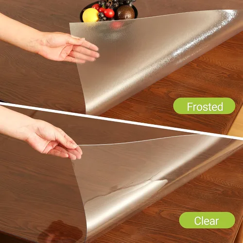 Vista 4 de ETECHMART Protector de mesa de plástico transparente rectangular de 12 x 24 pulgadas, protector de mesa grueso impermeable transparente para mesa