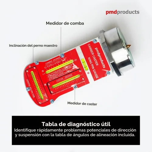 Vista 3 de PMD Products Galga magnética de alineación de Camber, Caster y KPI - Herramienta de alineación de ruedas de precisión para ajuste de dirección
