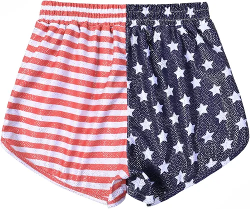 Vista 2 de Perfashion Pantalones cortos metálicos para niñas, pantalones y gafas de sol brillantes para fiestas
