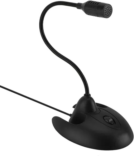 Vista 6 de Micrófono portátil, micrófono flexible de escritorio para karaoke estéreo para reuniones de oficina, chat de voz en línea, red de computadora (negro)