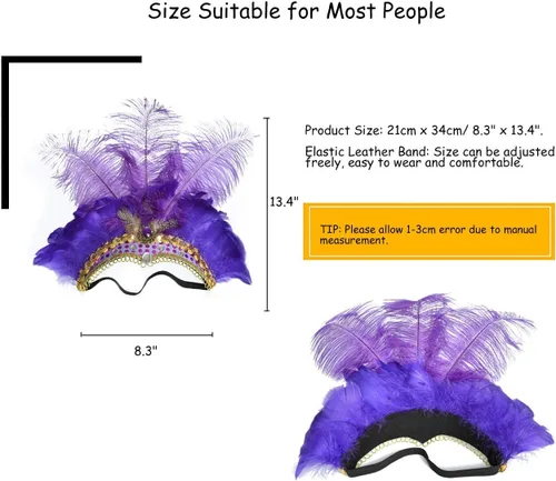 Vista 2 de Picturesque Diadema de plumas de carnaval (morado)