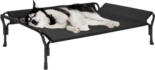 Vista 24 de Veehoo Cama elevada refrescante para perros, cuna elevada XL para mascotas con barandilla y reposacabezas inclinado, malla Teslin transpirable Negro