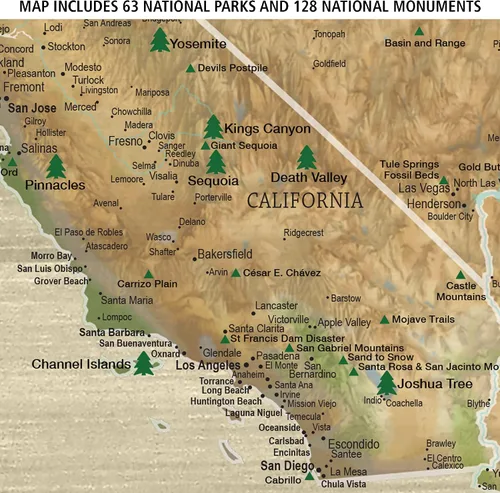 Vista 3 de HolyCowCanvas Mapa personalizado de Estados Unidos sobre lienzo con parques nacionales y monumentos, personalizable, mapa de Estados Unidos