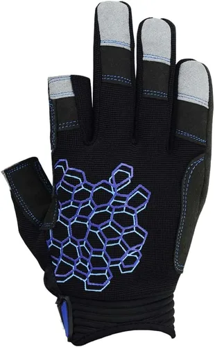 Vista 4 de MRX BOXING & FITNESS Guantes de vela pegajosos para la palma de la mano, guantes de yate, kayak, bote, pesca, 2 dedos de corte (negro, XS)