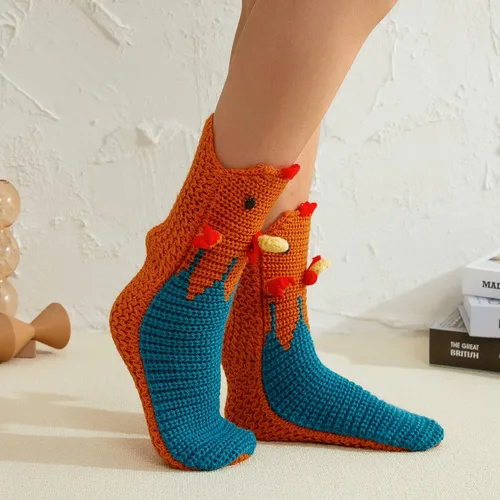 Vista 4 de Calcetines divertidos de animales para niños y adultos, calcetines de punto de tiburón de dibujos animados, calcetines de piso de animales