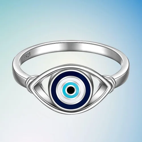 Vista 8 de Fenthring Anillo contra el mal de ojo para mujer, joyería de protección Evil Eye-101-plata esterlina