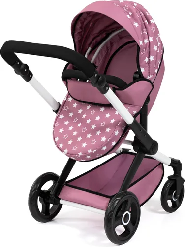 Vista 3 de Bayer Design Xeo - Cochecito de muñeca plegable de 18 pulgadas con bolsa, estrellas Convertible 2-in-1 pushchair with swivel wheels and reversible