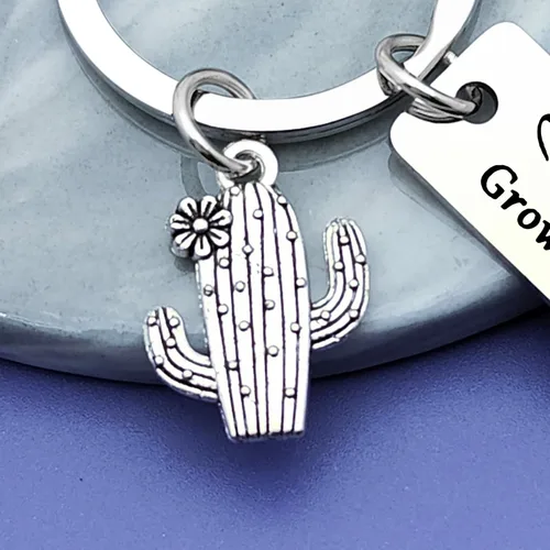 Vista 6 de Regalo de cactus divertido llavero inspirador de cactus para mujeres y hombres, regalo para amantes de los cactus, joyería motivacional para hijo