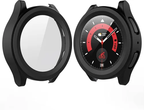 Vista 12 de Langboom Funda rígida negra compatible con Samsung Galaxy Watch 5 Galaxy Watch 4 de 1.575 pulgadas (1.575 in) con protector de pantalla, protector
