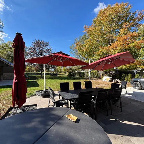Vista 87 de PURPLE LEAF Sombrilla de patio de 9 x 12 pies con luces, sombrilla rectangular voladiza para exteriores, funciona con energía solar, LED