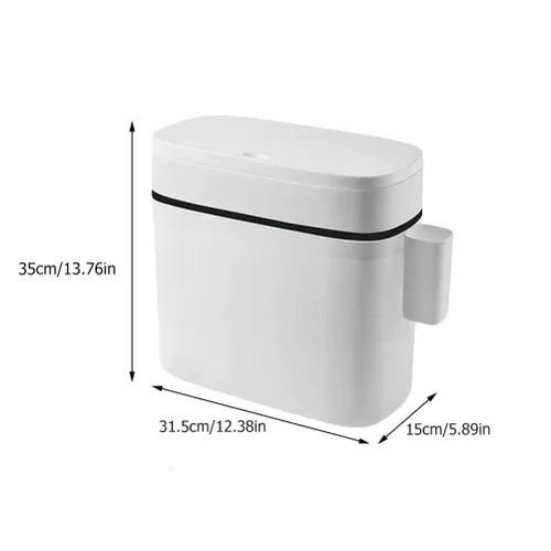 Vista 2 de LIFKOME Tapa de cubo de basura de capacidad de 14 litros, cesta de basura pequeña para baño, cocina, plástico blanco, impermeable, resistente, fácil
