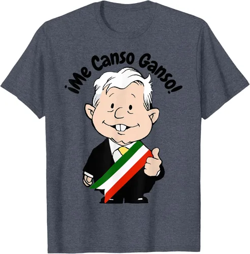 Vista 73 de AMLO Amlito Me Canso Ganso - Camiseta con diseño de dibujos animados mexicanos Gris Oscuro