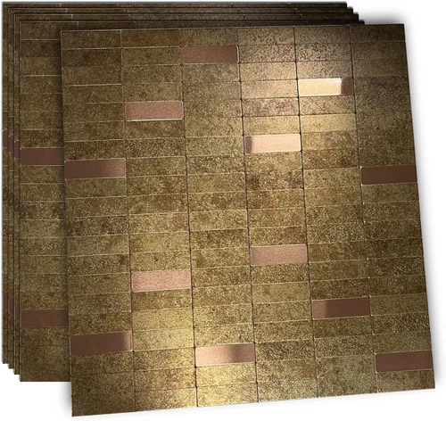 Vista 26 de XUANINY Azulejos de Mosaico de Aluminio Autoadhesivos para Despegar y Pegar, Pegatinas de Azulejos de Pared para Salpicadero de Cocina