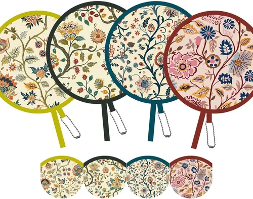 Vista 8 de Paquete de 4 Abanicos de Mano Plegables con Animales – Abanicos Redondos de Tamaño de Bolsillo para Hombres y Mujeres, Ventilador de Enfriamiento