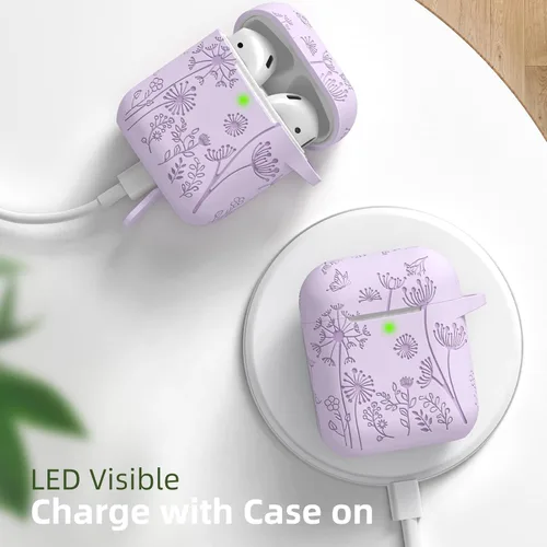 Vista 7 de Lerobo para AirPods Case 2ª 1ª Generación Funda Protectora Completa con Grabado de Flores Compatible con la Carcasa de Carga de Apple AirPod