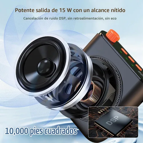 Vista 4 de Amplificador de voz inalámbrico mejorado 2026 con 2 micrófonos magnéticos de solapa, altavoz portátil de 15 W con base de carga, micrófono de aula