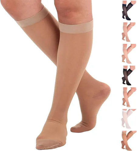 Vista 11 de ABSOLUTE SUPPORT Fabricado en EE. UU. - Medias de compresión graduada opacas para rodilla de soporte transparente para mujeres 15-20mmHg Para Negro