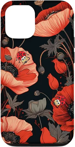 Vista 28 de Poppy Flower Ladybug Red & Black Pattern Case for iPhone 17