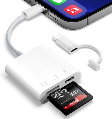 Vista 9 de Lector de Tarjetas SD para iPhone iPad Cámara con USB C, Lector de Tarjetas de Memoria con Ranura Dual Soporta Tarjetas SD/TF Visor de Cámara