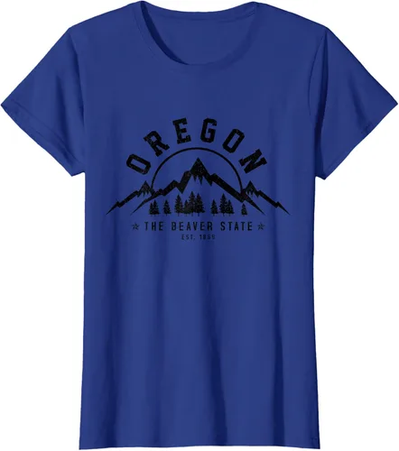 Vista 34 de Oregon The Beaver State Est. 1859 Vintage Mountains - Camiseta de regalo, gris, S