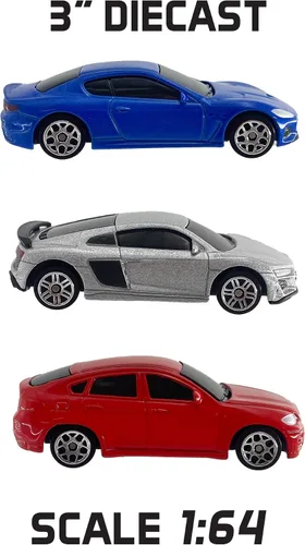 Vista 3 de Just For Laughs 6 autos de metal fundido a presión, escala 1:64, con licencia oficial de Audi R8 Coupe, Maserati Gran Turismo MC, BMW X6, Aston