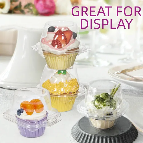 Vista 7 de LotFancy 25 contenedores individuales de cupcakes, cajas transparentes