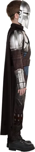 Vista 4 de amscan Mandalorian Boy Muscle Halloween Costume for Children, Includes Mask, Jumpsuit, Belt, Cape