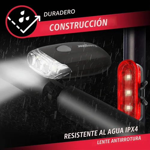 Vista 5 de Energizer - Luz de bicicleta de 130 lúmenes, resistente a la intemperie para bicicletas, baterías incluidas