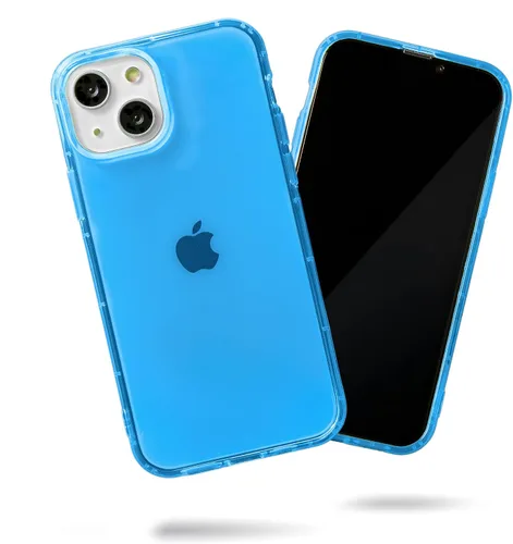 Vista 8 de SteepLab Neon Highlighter - Funda para iPhone 13, funda Grippy Jelly con bolsillos protectores de aire (azul celeste)