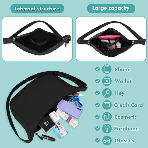 Vista 2 de LLYWCM Crossbody Bags for Women Men - Sling Bag - Crescent bag Nylon Crossbody Bags - Belt Bag Cross Body Fanny Pack