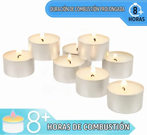 Vista 4 de Stonebriar Paquete de 50 velas de té largas sin perfume sin perfume con 8 horas de tiempo de combustión extendido, color blanco, 50