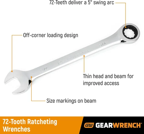 Vista 2 de GEARWRENCH Llave combinada de trinquete de 12 puntos, 1/4" - 9008