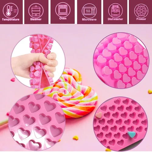 Vista 5 de 2 moldes de silicona de corazón antiadherentes de grado alimenticio reutilizable para hornear, para gelatina, dulces, suministros para hacer