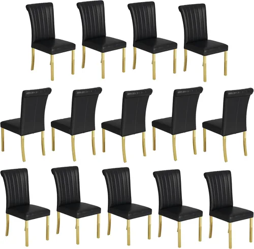 Vista 17 de Asday Upholstered Dining Chairs Set of 2, High Back Fabric Chairs, Beige Linen Fabric, High Back, Black Metal Legs