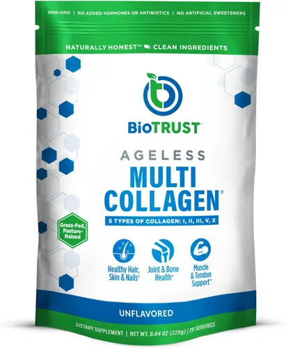 Vista 2 de BioTrust Ageless Multi Collagen 5 en 1 proteína en polvo (sin sabor) BlenderBottle Bundle
