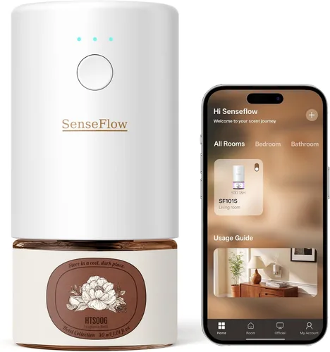 Vista 14 de Difusor de aceite esencial para el hogar, difusor inteligente de aromaterapia sin agua SF101S Pro, aroma de habitación con temporizador y aroma