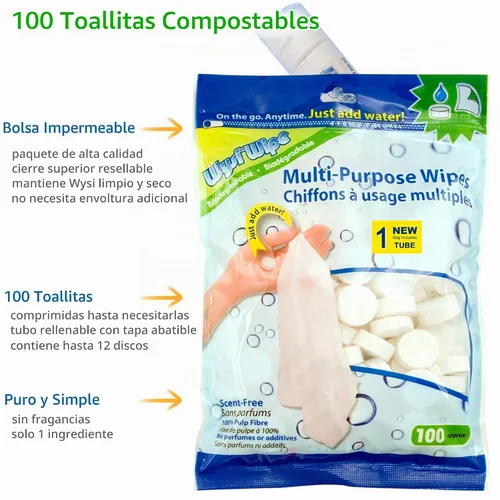 Vista 5 de Wysi - Toallitas expansibles multiusos, para cualquier momento Solo tienes que añadir agua.