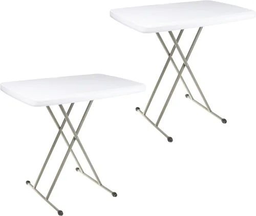 Vista 19 de Lavish Home Mesas plegables portátiles, escritorio plegable portátil ligero con altura ajustable, pequeña mesa de plástico para bandeja de TV, Negro