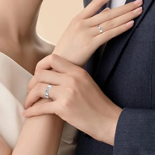 Vista 5 de Couples Rings Set Matching Promise Rings Adjustable Wedding Trendy Titanium Stainless Steel Rings for Couples Valentines Day Jewelry