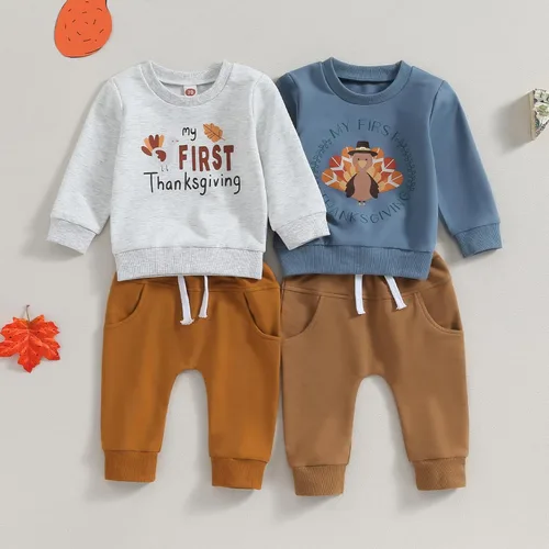 Vista 7 de Conjunto de 2 piezas de sudadera con diseño de árbol de Navidad para niño y niña, ropa de otoño e invierno