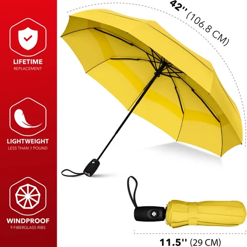 Vista 82 de REPEL Windproof Travel Umbrella - Compact & Withstands Winds up to 85MPH , Strongest Premium Auto Folding Umbrella for Rain and Sun - Durable, Light