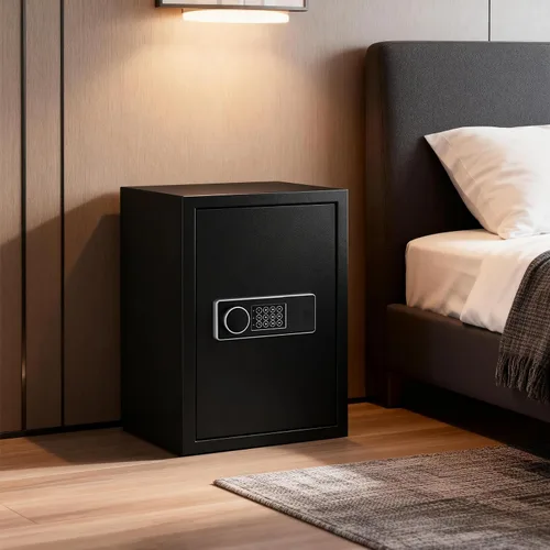 Vista 7 de Caja de seguridad digital grande de 3.4 pies cúbicos para el hogar, 19.7 pulgadas de alto con bolsa de documentos ignífuga, alarma, llaves