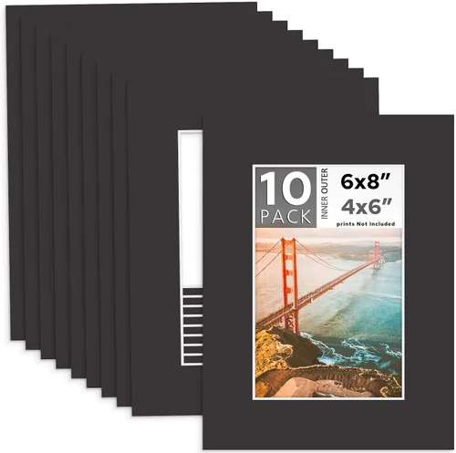 Vista 17 de MBC MAT BOARD CENTER, Paquete de 10 marcos de cartón para fotos negros de 4x6 pulgadas para 3x5 pulgadas, corte biselado, sin ácido, grosor de 4